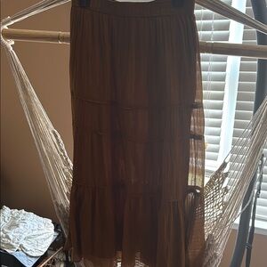 Madewell Brown Tiered Midi Skirt